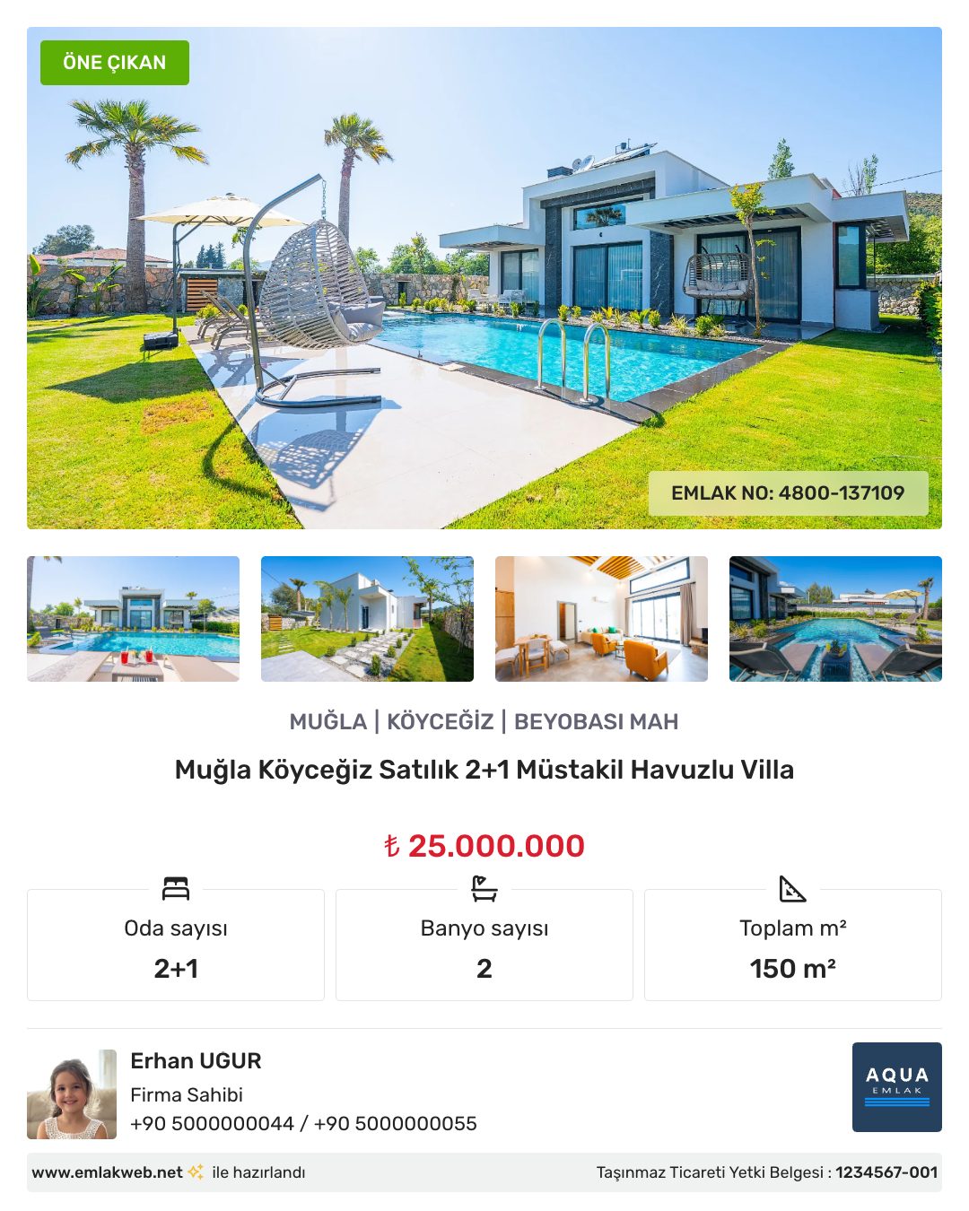 Muğla Köyceğiz satılık havuzlu villa Instagram gönderisi