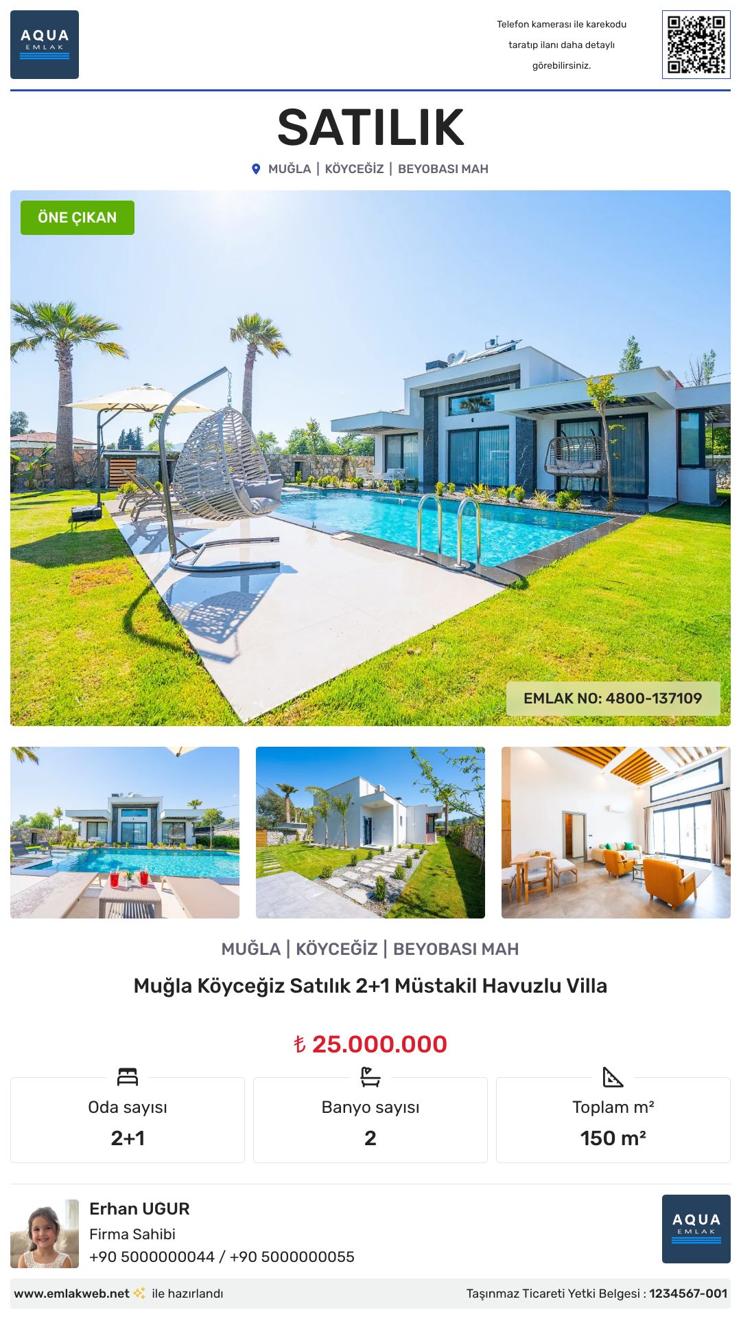 Muğla Köyceğiz satılık 2+1 villa Instagram hikâyesi